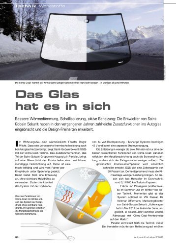 Das Glas hat es in sich - Saint-Gobain Sekurit