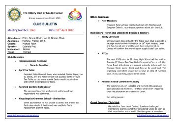 Bulletin 1063.pdf - Rotary Club of Golden Grove