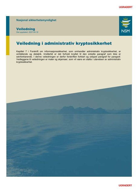Veiledning i administrativ kryptosikkerhet - NSM