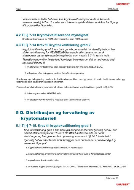 Veiledning i administrativ kryptosikkerhet - NSM