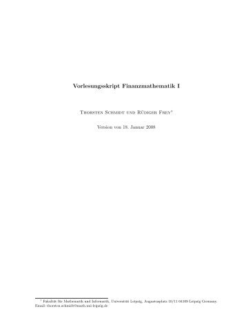 Vorlesungsskript Finanzmathematik I