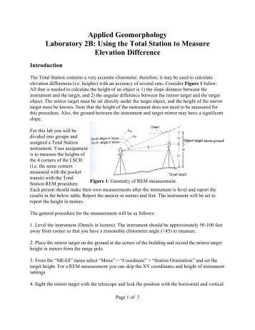 Measuring Elevations with the Total Station