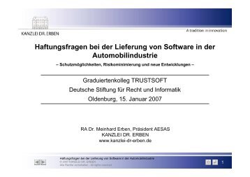 Haftungsfragen bei der Lieferung von Software ... - Kanzlei Dr. Erben