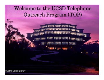 Welcome to the UCSD Telephone Outreach Program (TOP)