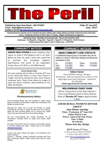 community notices community notices - Amuri Area School
