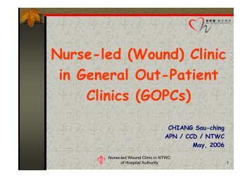 Nurse-led (Wound) Clinic in General Out-Patient Clinics (GOPCs)