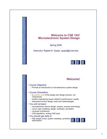 Welcome to CSE 143! Microelectronic System Design ... - MESL