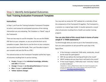 Training Evaluation Framework Template - I-TECH