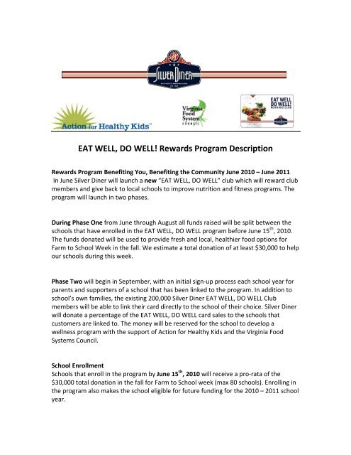 Rewards Program Description Silver Diner Rewards Program Description Silver Diner