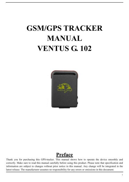 VENTUS G. 102 GPS-tracker manual- english