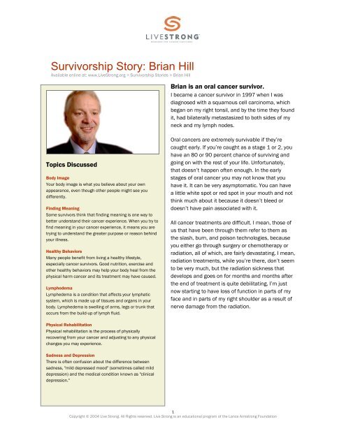Survivorship Story: Brian Hill - Oral Cancer Foundation