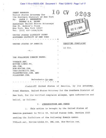 Case 1:10-cv-09203-Jgk Document 1 Filed 12/09/10 Page 1 of 17