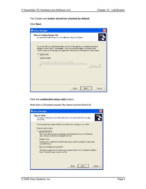 12.2.2 Lab: Advanced Installation of Windows XP Introduction ...