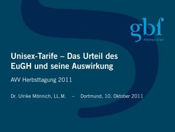 Unisex-Tarife Das Urteil Des EuGH Und Seine Auswirkung - gbf Legal