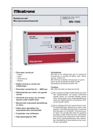 Datablad - Micatrone.com