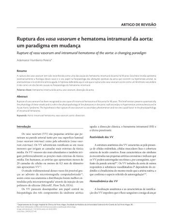 Ruptura dos vasa vasorum e hematoma intramural da aorta - SciELO