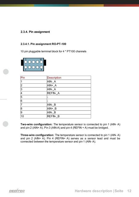 RO-PT100-4/RO-PT100-8 | DEDITEC Manual