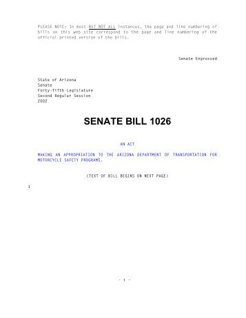 SENATE BILL 1026 - Arizona State Legislature