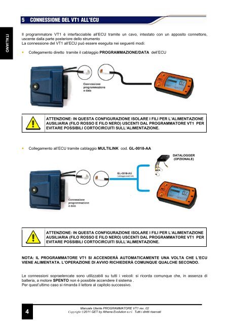 PROGRAMMATORE VT1 MANUALE UTENTE - GET by Athena