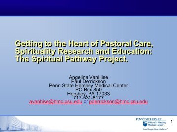 The Spiritual Pathway Project. - ACPE Research Network