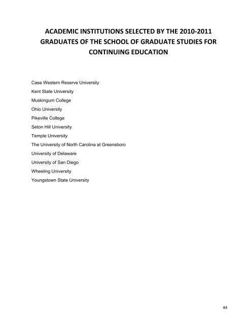 Graduate Employment Report - YSU - Youngstown State University