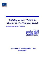 Catalogue des ThÃ¨ses de Doctorat et MÃ©moires HDR - All in web