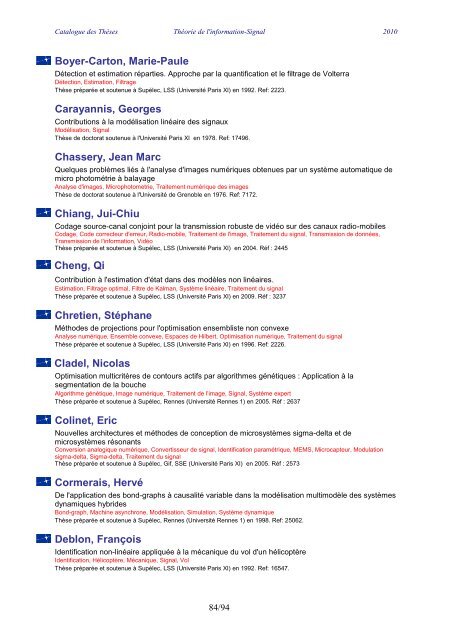Catalogue des ThÃ¨ses de Doctorat et MÃ©moires HDR - All in web