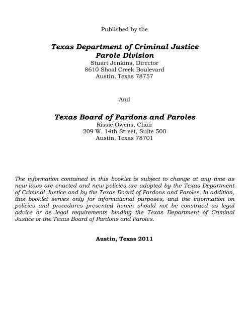 Texas Parole Eligibility Chart