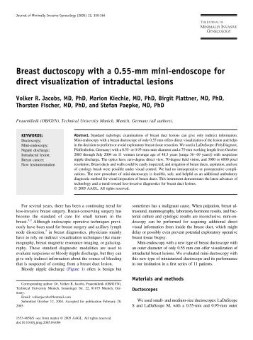 Breast ductoscopy with a 0.55-mm mini-endoscope for ... - UK Biopsy