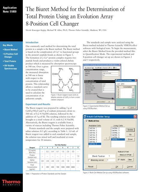 The Biuret Method for the Determination of Total Protein Using an ...