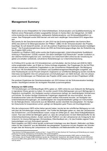 Management Summary der Schlussevaluation (2012) - IQES online