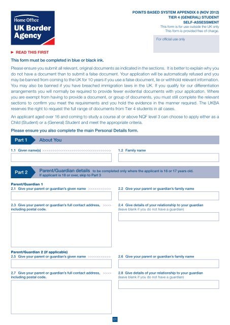 VAF9 Appendix 8: Tier 4 (General) - UK Border Agency