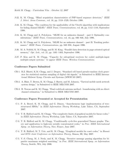 Keith Chugg's CV - The Communication Sciences Institute ...