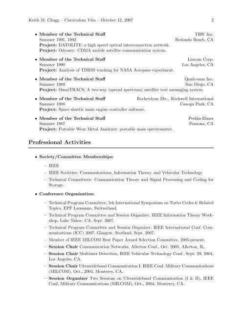 Keith Chugg's CV - The Communication Sciences Institute ...