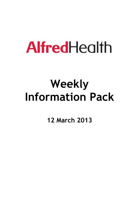 Weekly Information Pack - Alfred Hospital