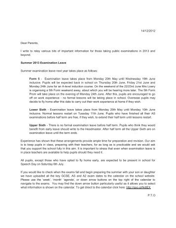 Examination Leave Letter 2013.2.docx - Oswestry School