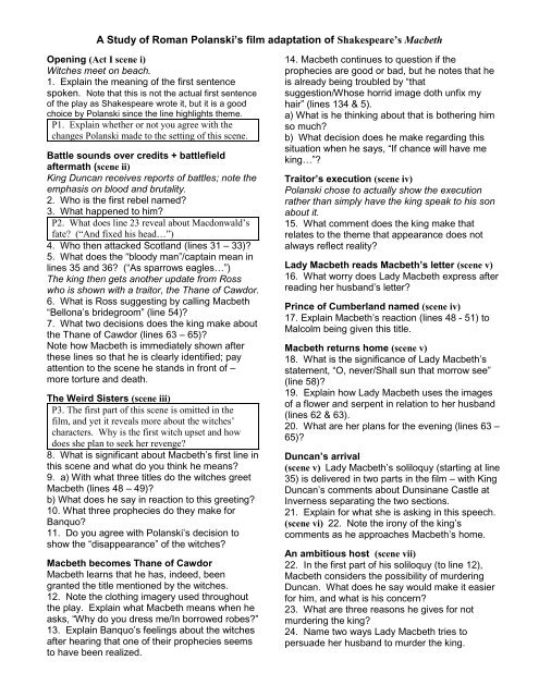 Shakespeare's Macbeth - Questions on the play & Polanski's .pdf