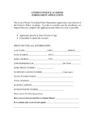 CITIZEN'S POLICE ACADEMY ENROLLMENT APPLICATION The ...