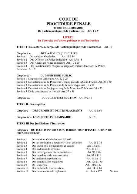 Code De Procedure Penale Vertic