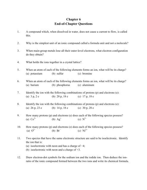 Chapter 6 End-of-Chapter Questions