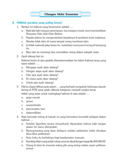 Bahasa Indonesia Tingkat Semenjana