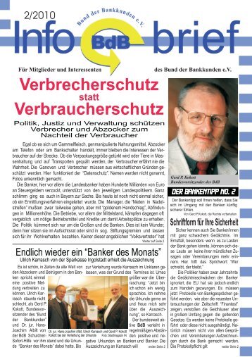 Infobrief 2010-02 - Bund der Bankkunden e.V.