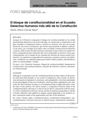 El bloque de constitucionalidad en el Ecuador. Derechos Humanos ...