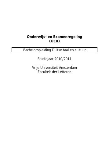 Duitse taal en cultuur - Faculteit der Letteren, Vrije Universiteit ...