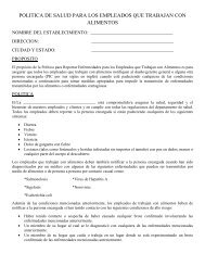 politica de salud para los empleados que trabajan con alimentos