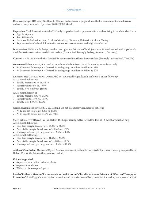 Pit and Fissure Sealants in the Prevention of Dental Caries in ...