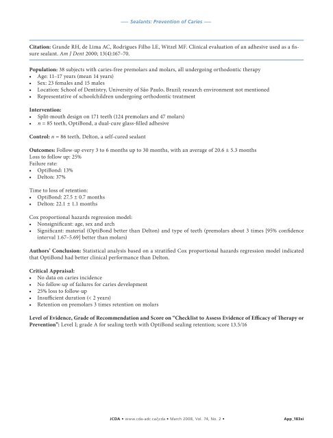 Pit and Fissure Sealants in the Prevention of Dental Caries in ...