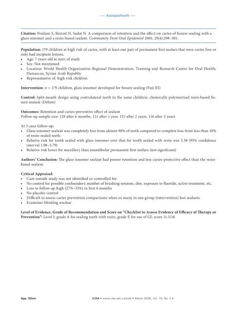 Pit and Fissure Sealants in the Prevention of Dental Caries in ...