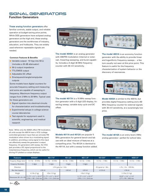 B&K Precision Corp. Catalog - PC-103 - Electro Sonic