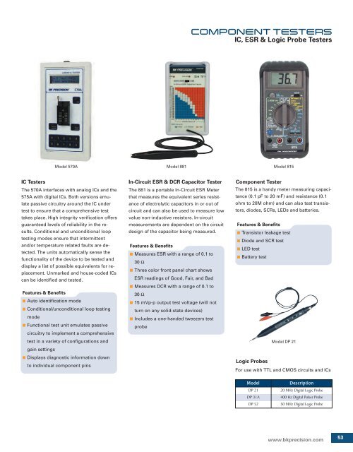 B&K Precision Corp. Catalog - PC-103 - Electro Sonic